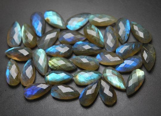 10 Beads,Super Finest Blue Flash Labradorite Faceted Pear Shape Briolettes Size 10X20mm - Jalvi & Co.