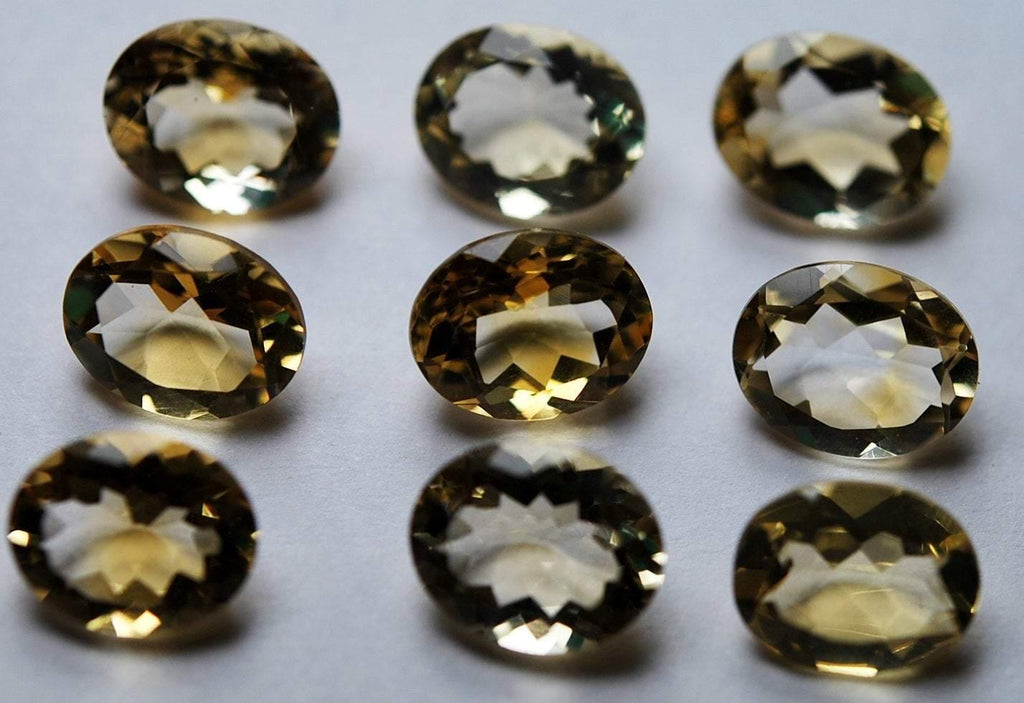 10 Finest-Quality, Natural Citrine Faceted Oval Shape, 9X7mm - Jalvi & Co.