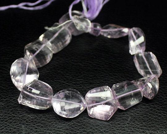 10 inch, 12-21mm, Natural Pink Amethyst Faceted Nugget Tumble Gemstone Beads Strand, Amethyst Beads - Jalvi & Co.