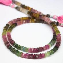 Load image into Gallery viewer, 10 inch, 4mm, Multi Tourmaline Smooth Heishi Square Beads Necklace, Tourmaline Beads - Jalvi &amp; Co.