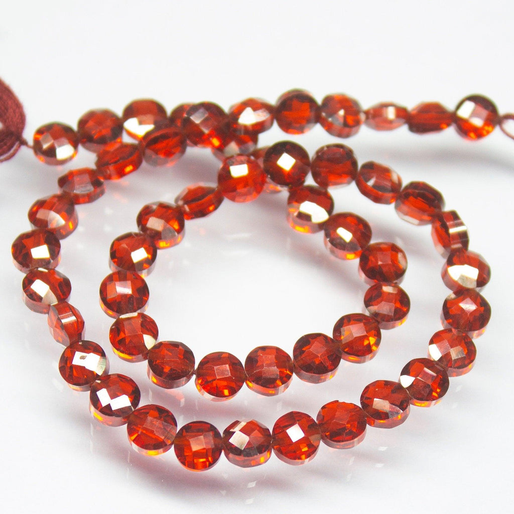 10 inch, 5mm, Natural Red Zircon Round Coin Briolette Shape Beads, Zircon Bead - Jalvi & Co.