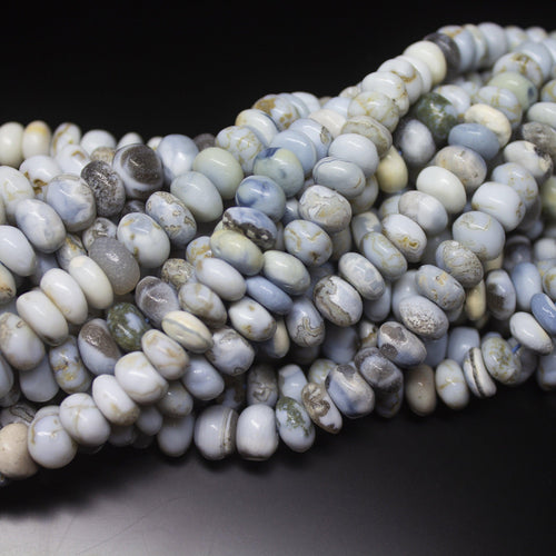 10 inch, Blue Opal Shaded Smooth Rondelle Shape Gemstone Beads Strand, Opal Beads - Jalvi & Co.