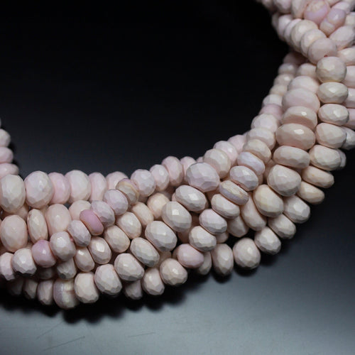 10 inch, Pink Opal Faceted Rondelle Shape Gemstone Beads Strand, Pink Opal Beads - Jalvi & Co.