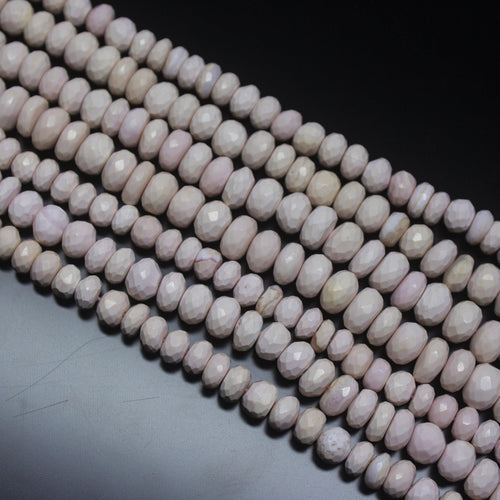 10 inch, Pink Opal Faceted Rondelle Shape Gemstone Beads Strand, Pink Opal Beads - Jalvi & Co.