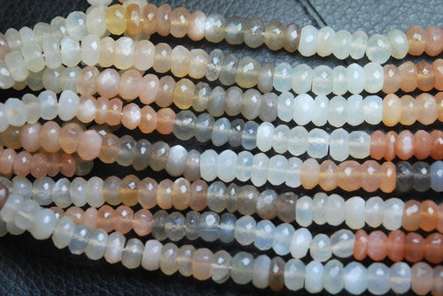 10 Inch Strand-Finest Quality Multi Moonstone Faceted Roundelles Shape Beads, 7mm Size - Jalvi & Co.