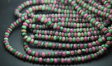 10 Inch Strand, Finest Quality, Natural Ruby Zoisite Faceted Rondelles, 6-6.5mm Size