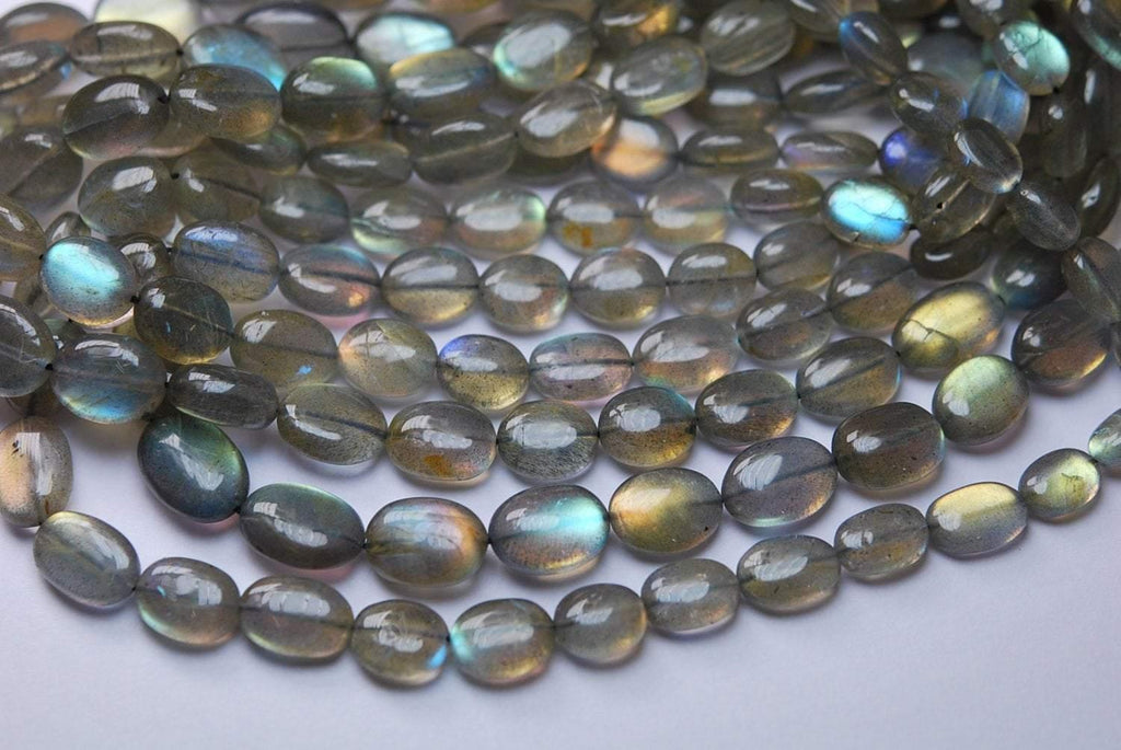 10 Inch Strand, Finest Quality,Blue Flashy Labradorite Smooth Oval Shape, 8-11mm - Jalvi & Co.