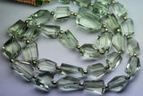 10 Inch Strand,Green Amethyst Faceted Step Cut Nuggets Shape, 10-11mm Long