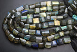 10 Inch, Super Blue Flash Labradorite Faceted Step Cut Nuggets 10-12mm Size