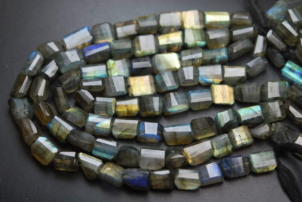 10 Inch, Super Blue Flash Labradorite Faceted Step Cut Nuggets 10-12mm Size - Jalvi & Co.