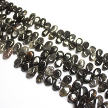 Load image into Gallery viewer, 10 inches, 10-14mm, Natural Black Rutile Smooth Plain Pear Drops Briolette Gemstone Beads - Jalvi &amp; Co.