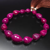 10 inches, 13-23mm, Natural Ruby Faceted Tear Drop Briolette Loose Gemstone Beads, Natural Ruby, Ruby Briolette