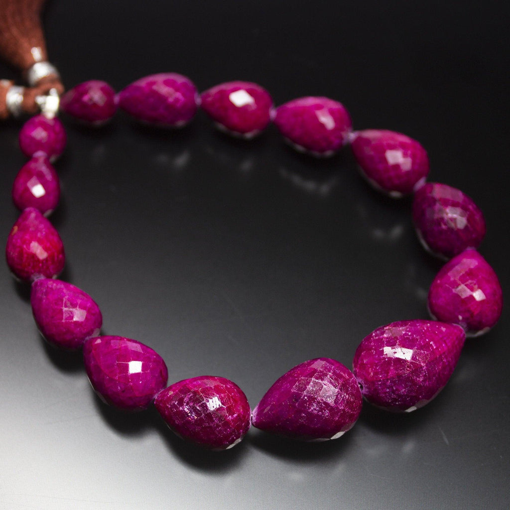 10 inches, 13-23mm, Natural Ruby Faceted Tear Drop Briolette Loose Gemstone Beads, Natural Ruby, Ruby Briolette - Jalvi & Co.