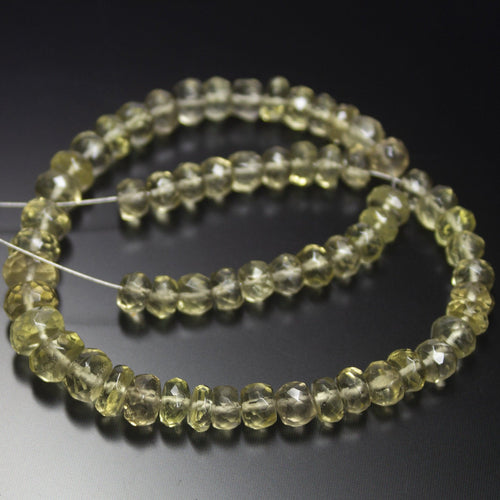 10 inches, 4-7mm, Natural Lemon Quartz Faceted Rondelle Loose Gemstone Beads Strand - Jalvi & Co.