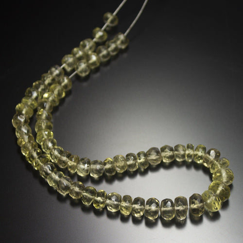 10 inches, 4-7mm, Natural Lemon Quartz Faceted Rondelle Loose Gemstone Beads Strand - Jalvi & Co.