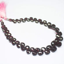 Load image into Gallery viewer, 10 inches, 5-10mm, Natural Pink Rhodolite Garnet Faceted Heart Drop Briolette Beads - Jalvi &amp; Co.