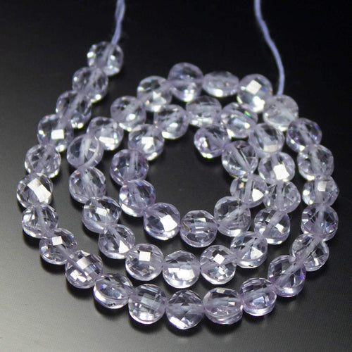 10 inches, 5mm, Light Blue Zircon Faceted Coin Briolette Beads Strand, Zircon Beads - Jalvi & Co.