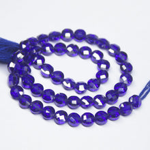 Load image into Gallery viewer, 10 inches, 5mm, Royal Blue Zircon Faceted Coin Briolette Beads Strand, Zircon Beads - Jalvi &amp; Co.