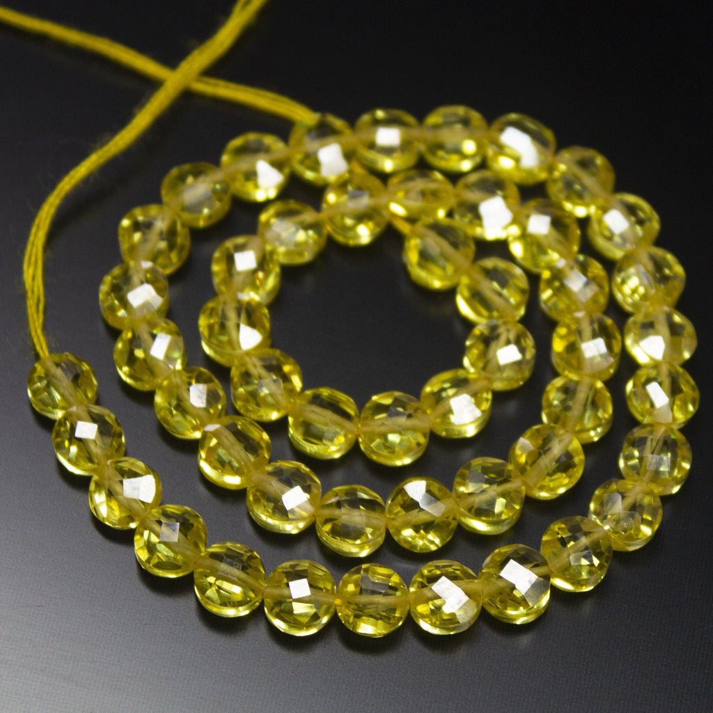 10 inches, 5mm, Yellow Zircon Faceted Coin Briolette Beads Strand, Zircon Beads - Jalvi & Co.