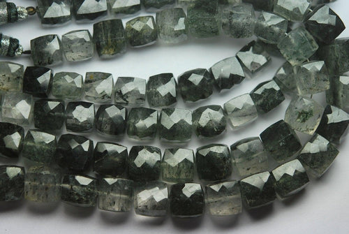 10 Inches, 7mm, Black Tourmalinated Faceted Box Shape Briolettes Loose Gemstone Beads - Jalvi & Co.
