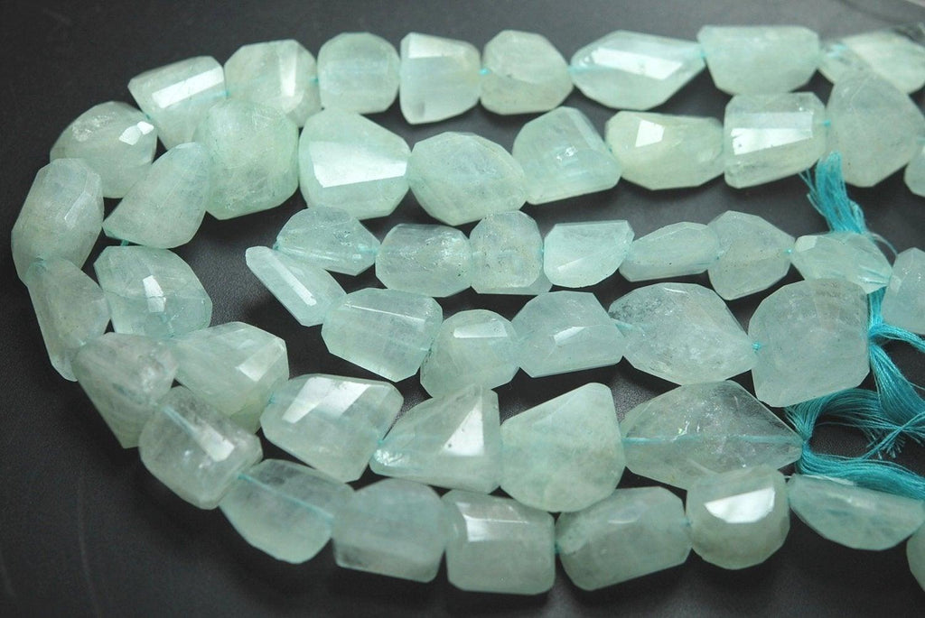 10 Inches Strand, Finest Quality Natural Aquamarine Faceted Nuggets, 12-18mm Large - Jalvi & Co.