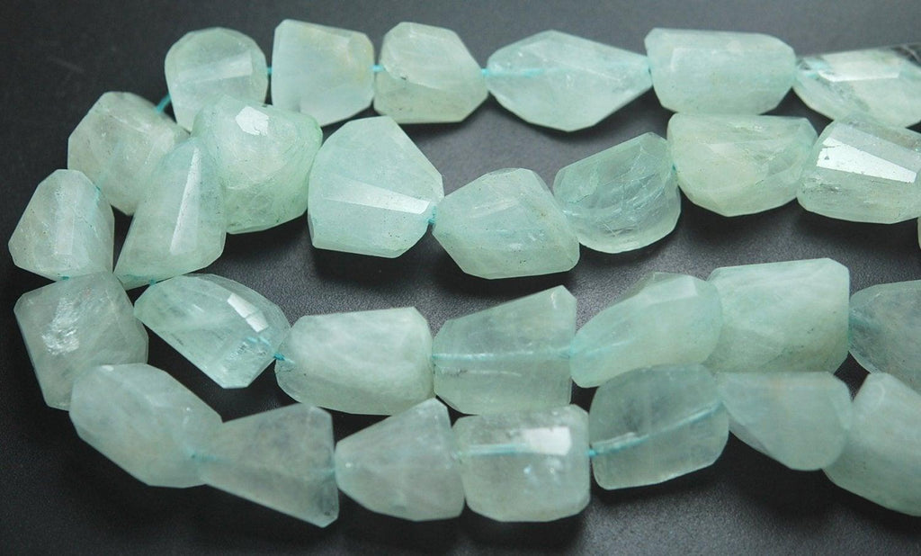 10 Inches Strand, Finest Quality Natural Aquamarine Faceted Nuggets, 12-18mm Large - Jalvi & Co.