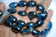 Load image into Gallery viewer, 10 Match Pair, Dark London Blue Quartz, Full Drilled, Faceted Oval Briolette&#39;s Size 18x13mm 20 pieces - Jalvi &amp; Co.