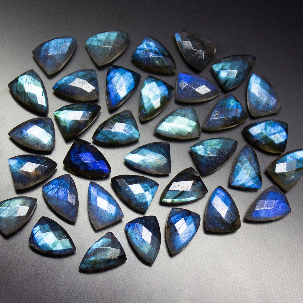 10 Matched Pair, Finest Quality, Natural Labradorite Faceted Small Pyramid Briolette Beads, 7x10mm Size. - Jalvi & Co.