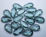 10 Matched Pairs Moss Aquamarine Quartz Faceted Pear Shape Briolettes, 10X20mm Long