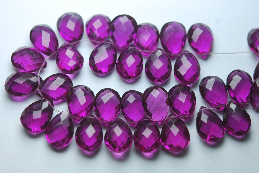 10 Matched Pairs,Rhodolite Pink Quartz Faceted Pear Shape Briolette,Size 7X10mm - Jalvi & Co.