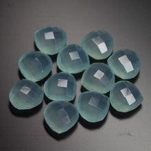 Load image into Gallery viewer, 10 matching pair, 10mm, Natural Aqua Chalcedony Faceted Checker Cut Heart Drops Briolette, Chalcedony Beads, Chalcedony Briolette - Jalvi &amp; Co.