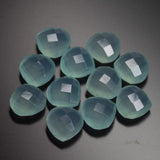 10 matching pair, 10mm, Natural Aqua Chalcedony Faceted Checker Cut Heart Drops Briolette, Chalcedony Beads, Chalcedony Briolette