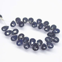 Load image into Gallery viewer, 10 matching pair, 10mm, Natural Blue Sapphire Faceted Pear Drop Briolette Shape Beads, Sapphire Beads - Jalvi &amp; Co.