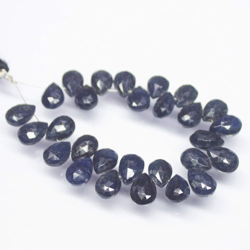 10 matching pair, 10mm, Natural Blue Sapphire Faceted Pear Drop Briolette Shape Beads, Sapphire Beads - Jalvi & Co.