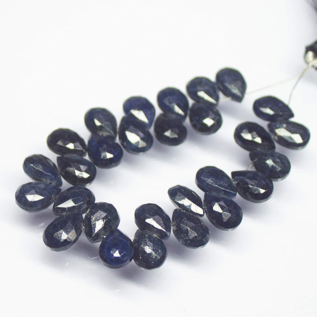 10 matching pair, 10mm, Natural Blue Sapphire Faceted Pear Drop Briolette Shape Beads, Sapphire Beads - Jalvi & Co.