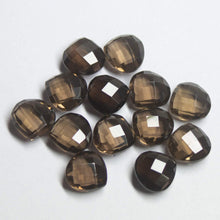 Load image into Gallery viewer, 10 matching pair, 10mm, Natural Smoky Quartz Faceted Checker Cut Heart Drops Briolette - Jalvi &amp; Co.
