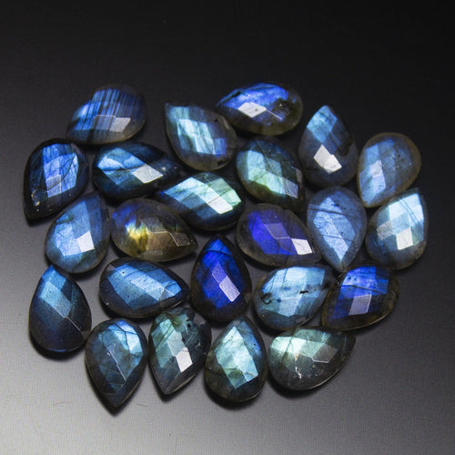 10 matching pair, 12mm Matched Pair, Faceted Pear Shape Briolettes Blue Flash Labradorite - Jalvi & Co.