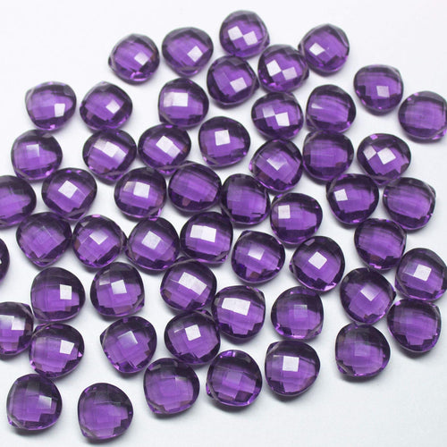 10 matching pair, 12mm, Purple Amethyst Quartz Faceted Heart Shape Gemstone Beads - Jalvi & Co.