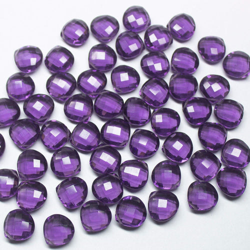 10 matching pair, 12mm, Purple Amethyst Quartz Faceted Heart Shape Gemstone Beads - Jalvi & Co.