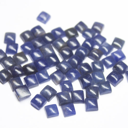 10 matching pair, 5mm, Natural Blue Sapphire Smooth Square Cabochon Loose Gemstones - Jalvi & Co.