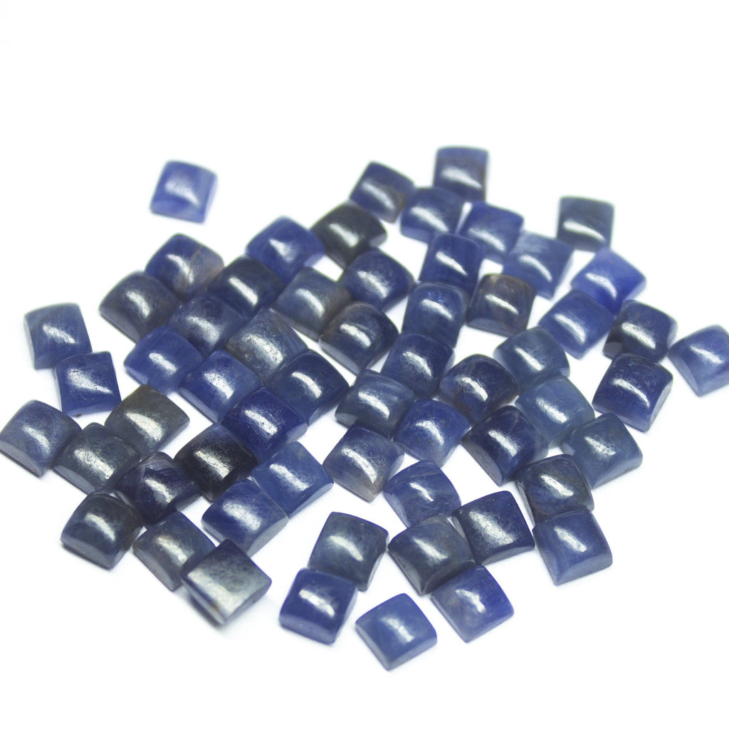 10 matching pair, 5mm, Natural Blue Sapphire Smooth Square Cabochon Loose Gemstones - Jalvi & Co.