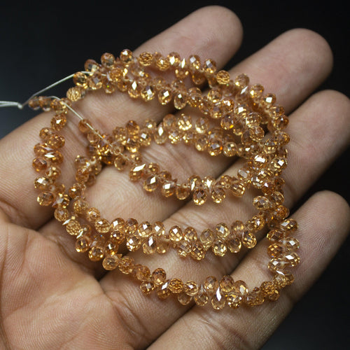 10 Pc Champagne Zircon Faceted Teardrop Briolette Loose Gemstone Beads 5mm 5 Pair - Jalvi & Co.