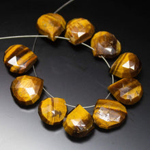 Load image into Gallery viewer, 10 pcs, 12-15mm, Natural Golden Tiger&#39;s Eye Faceted Heart Drops Briolette Loose Beads - Jalvi &amp; Co.