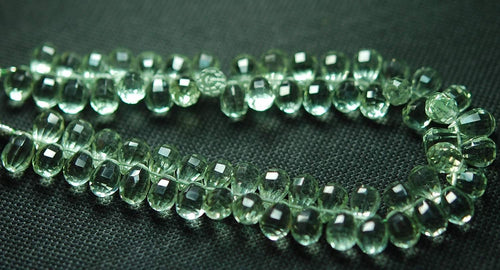 10 Pcs, Aaa Quality Natural Green Amethyst Step Cut Faceted Drops Shape Briolettes, 8X12mm Long,Great Quality - Jalvi & Co.