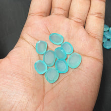 Load image into Gallery viewer, 10 Pcs Aqua Blue Chalcedony Checker Fancy Oval Shape Loose Gemstone 14x10mm - Jalvi &amp; Co.