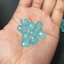 Load image into Gallery viewer, 10 Pcs Aqua Blue Chalcedony Checker Fancy Oval Shape Loose Gemstone 14x10mm - Jalvi &amp; Co.