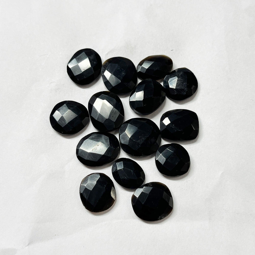 10 Pcs Black Onyx Checker Fancy Oval Shape Loose Gemstone 14-16mm - Jalvi & Co.