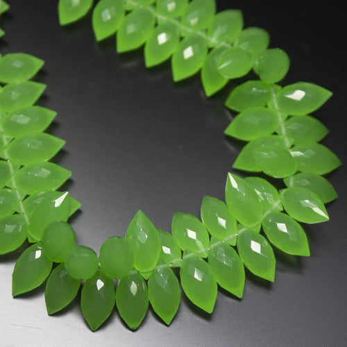 10 Pcs Chrysoprase Chalcedony Faceted Dew Drops Briolettes Beads 10-12mm Large Size - Jalvi & Co.