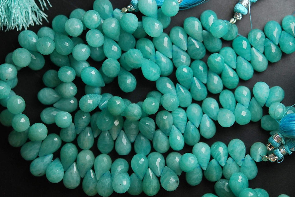 10 Pcs Finest Quality Natural Amazonite Faceted Drops Shape 10-11mm Size - Jalvi & Co.