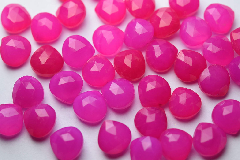 10 Pcs, Finest Quality Pink Chalcedony Heart Shape Briolettes, 11mm Size - Jalvi & Co.